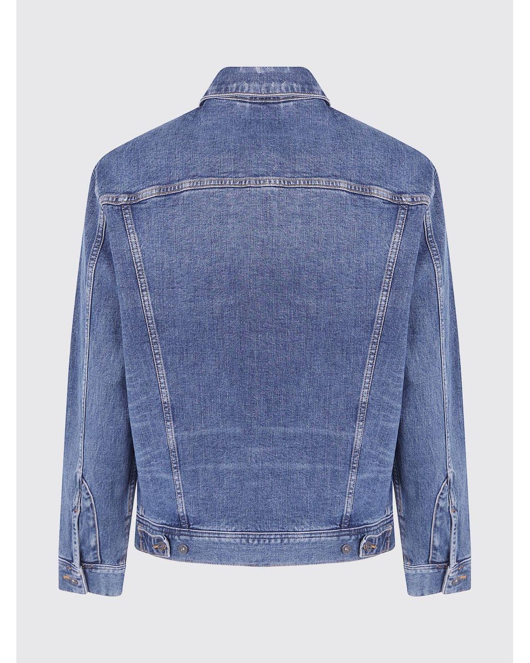 Emporio Armani Blue Short Cotton Denim Jacket With Flap Patch Pockets for men