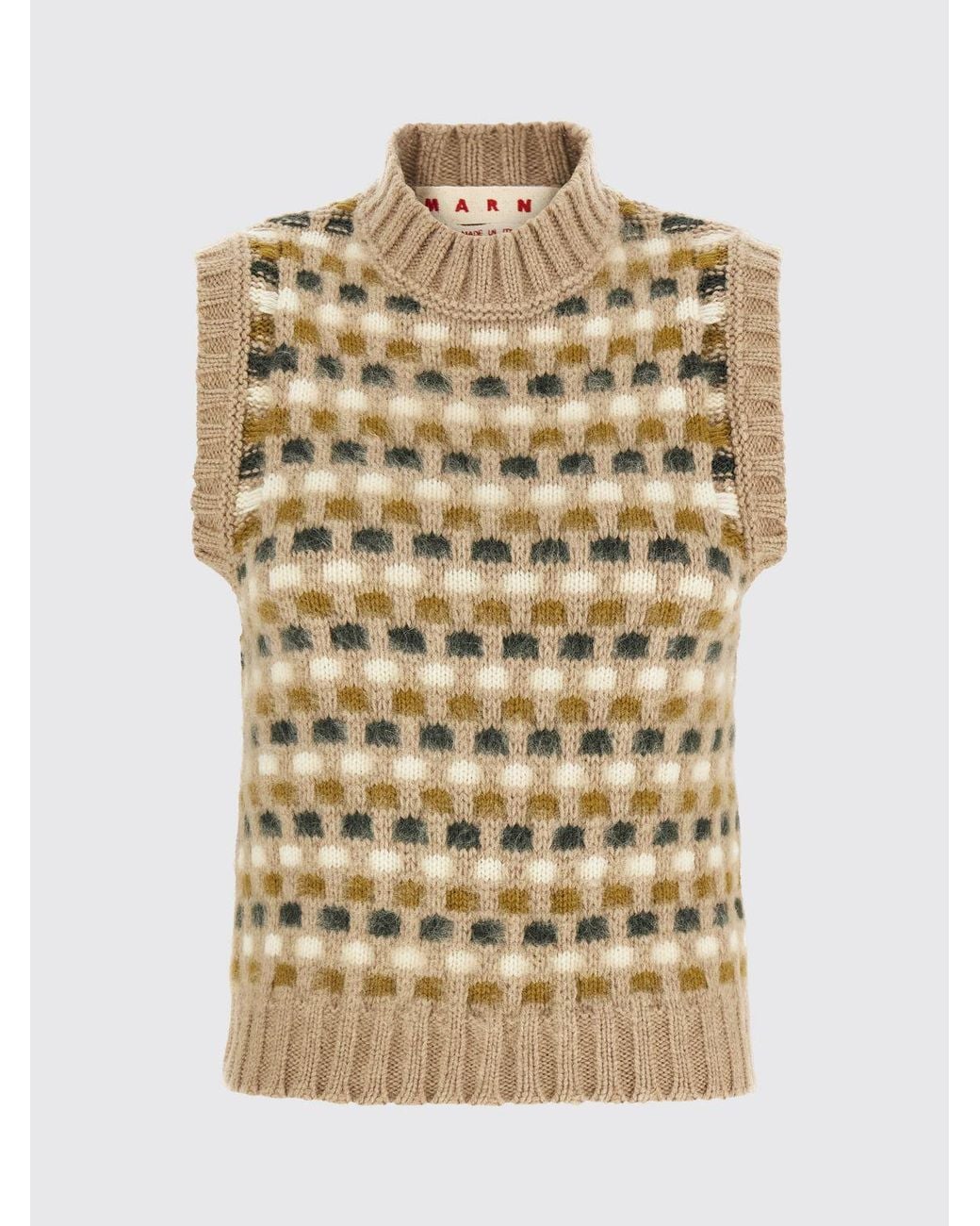 Chaleco De Punto De Lana Y Cachemir Con Motivo Jacquard Y Cuello Cisne Marni de color Brown