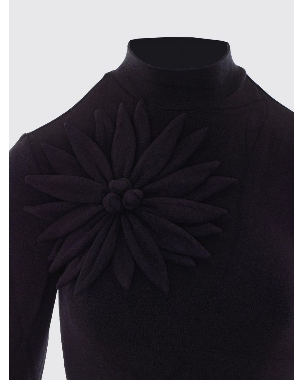 Farm Rio Blue 3D Flower Slim Fit Jersey Polo Neck With Floral Appliqué