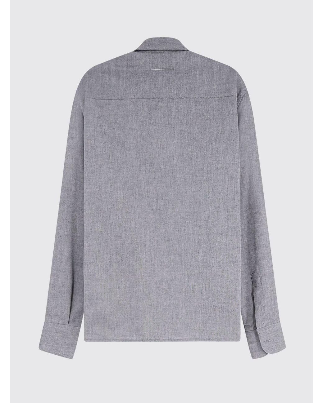 MM6 by Maison Margiela Gray Long-Sleeved Cotton Shirt With Numeric Logo for men