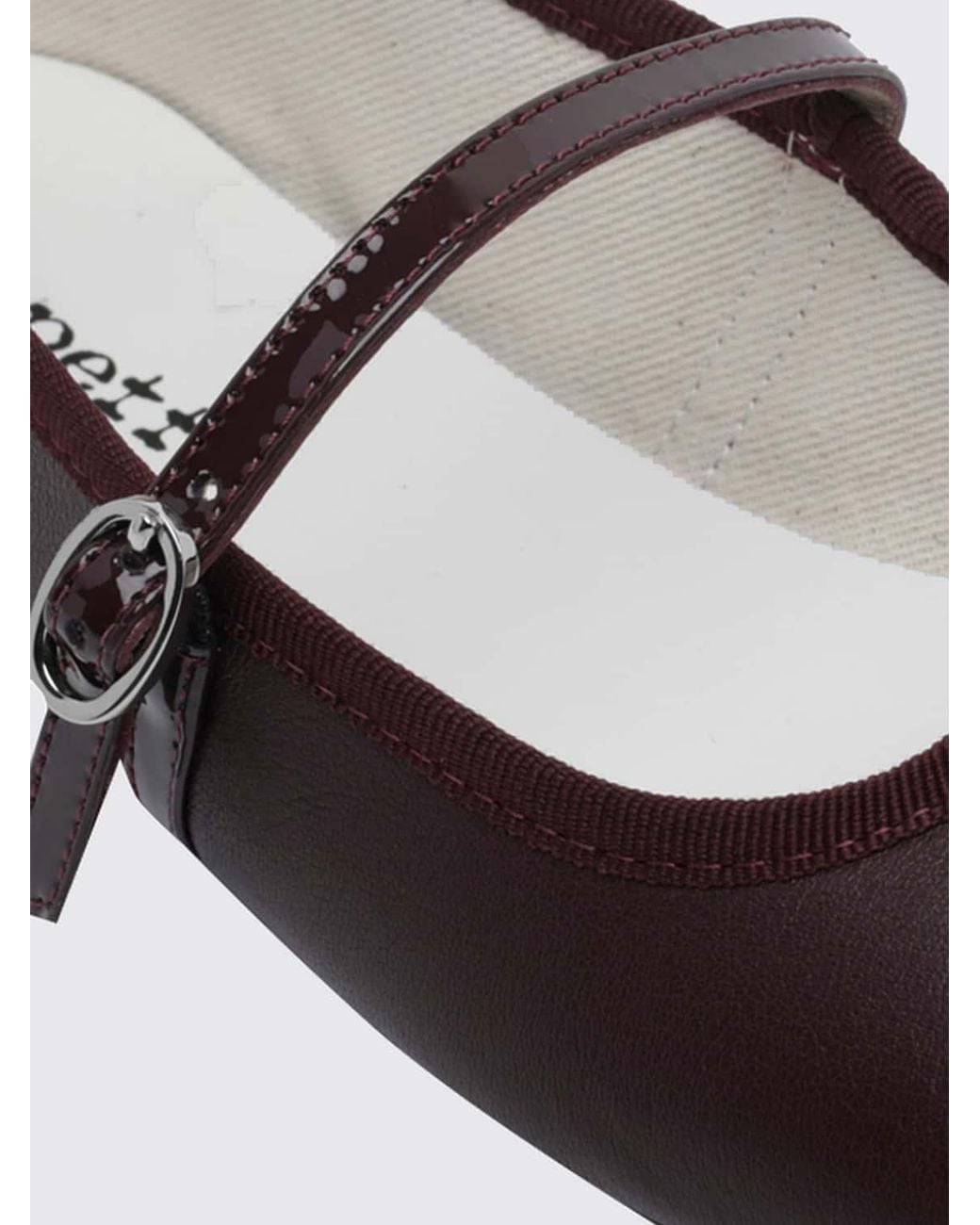 Repetto White Georgiana Calf Leather Mary Jane Flats With Patent Toe