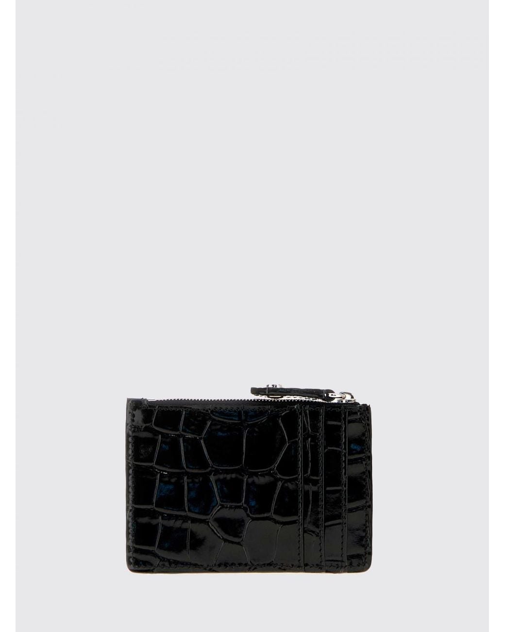 Vivienne Westwood Black Croc-Effect Calf Leather Card Holder With Orb Logo