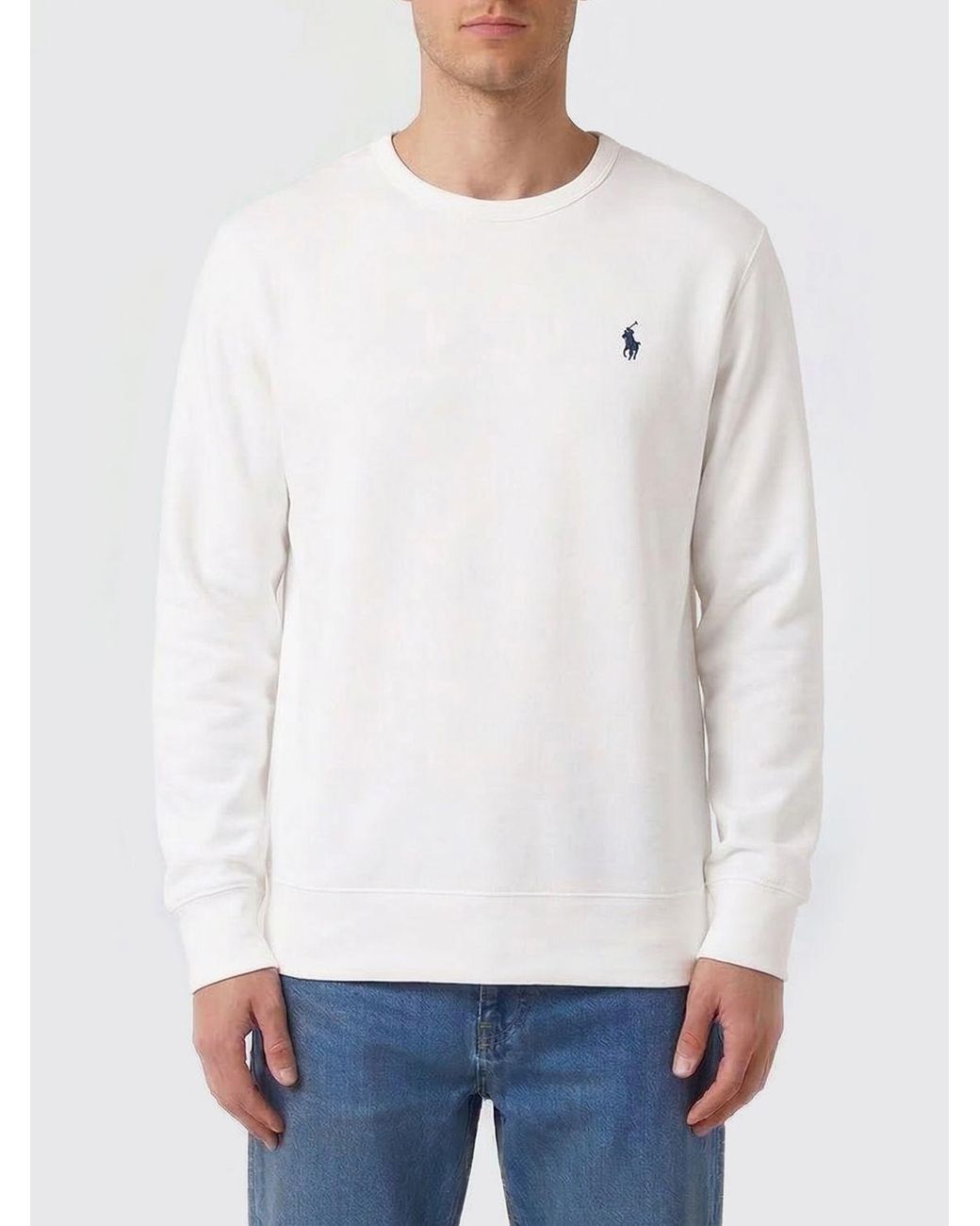 Polo Ralph Lauren White Cotton Blend Crewneck Sweatshirt With Logo for men