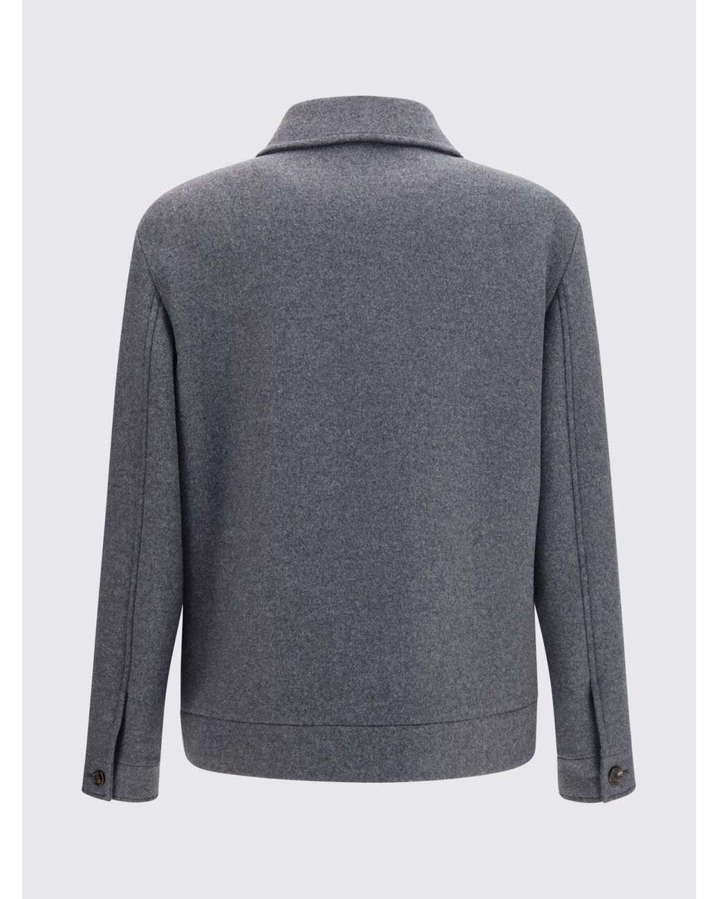 Valentino Garavani Gray Single-Breasted Short Wool-Blend Coat With Classic Collar for men
