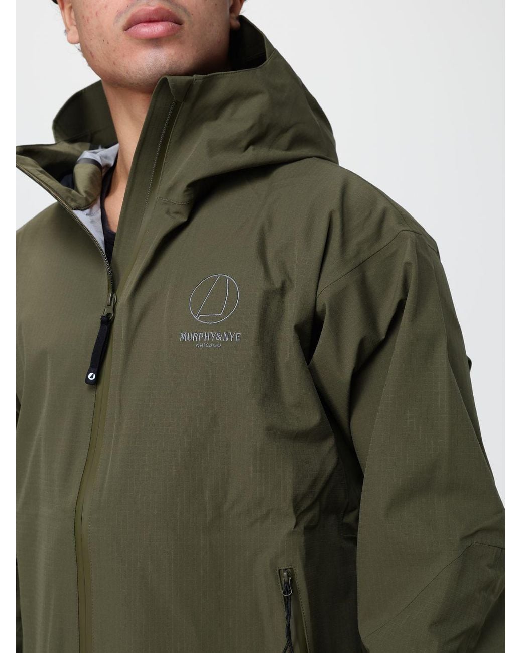 Murphy & Nye Green Hooded Waterproof And Windproof Technical Jacket for men