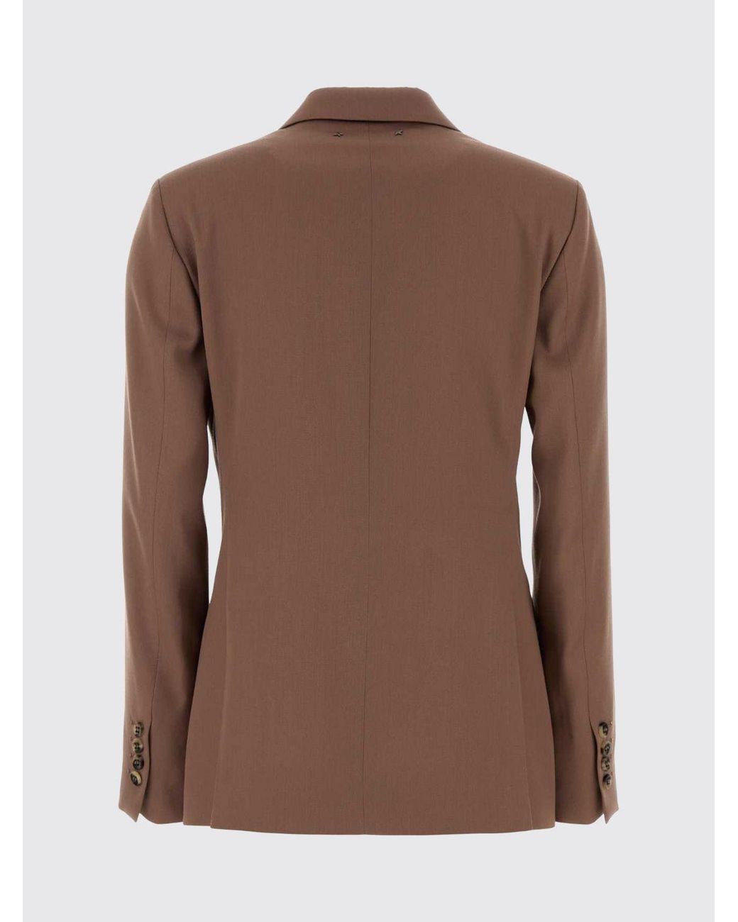 Golden Goose Deluxe Brand Brown Double-Breasted Cropped Virgin Wool Blazer With Peak Lapels