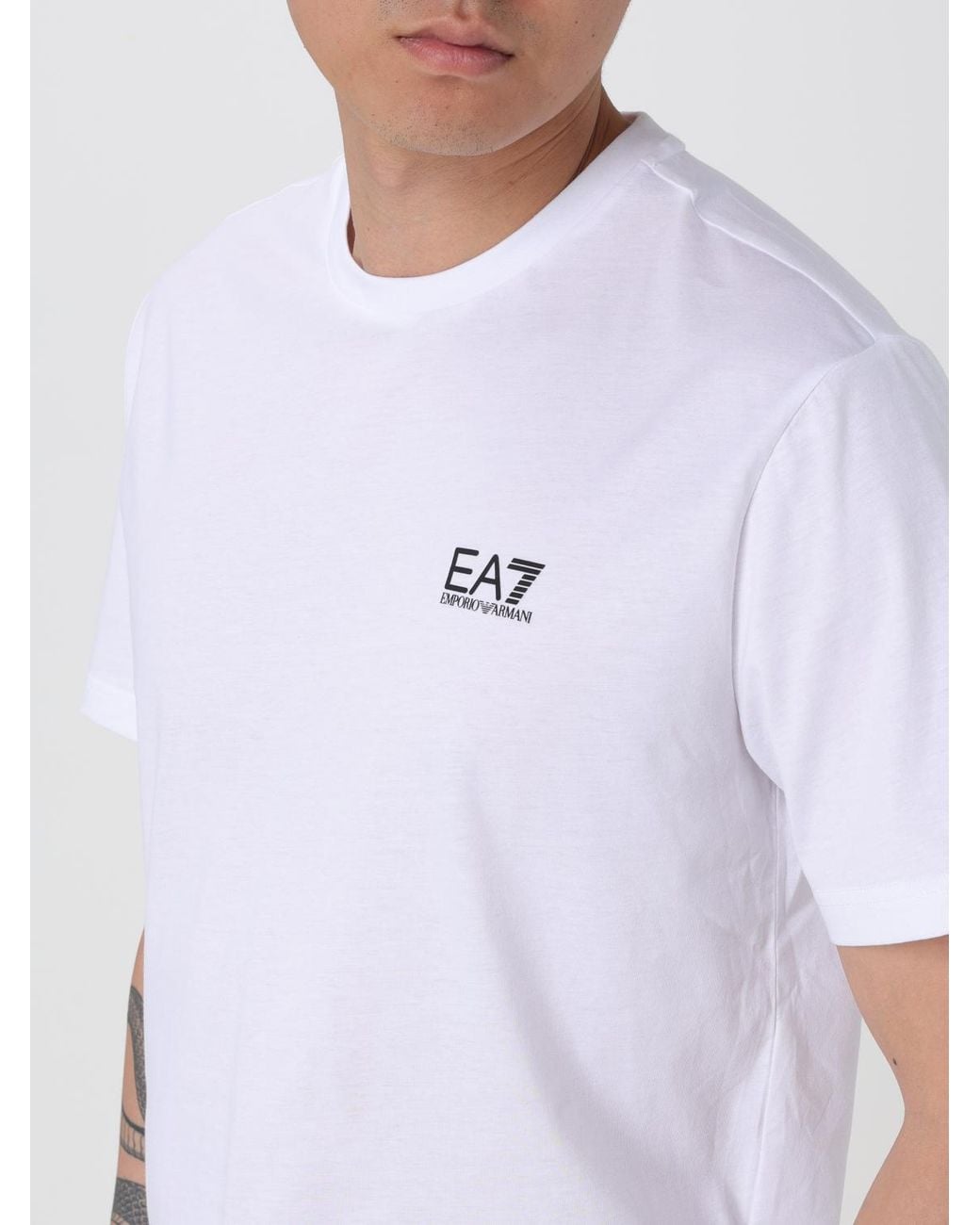 EA7 White Short Sleeve Crew Neck Tshirt for men