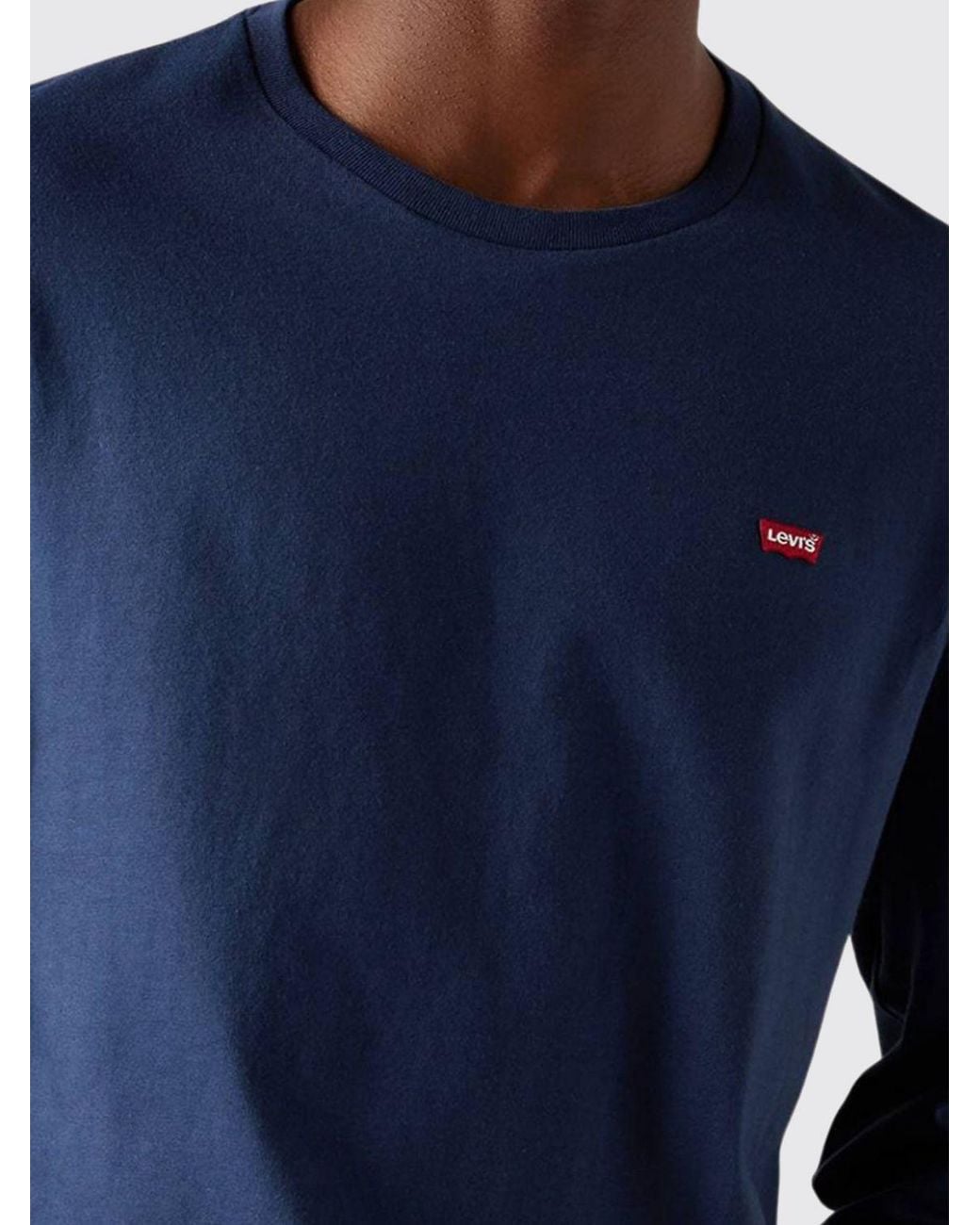 Levi's Blue Long-Sleeved Cotton T-Shirt With Contrast Logo for men