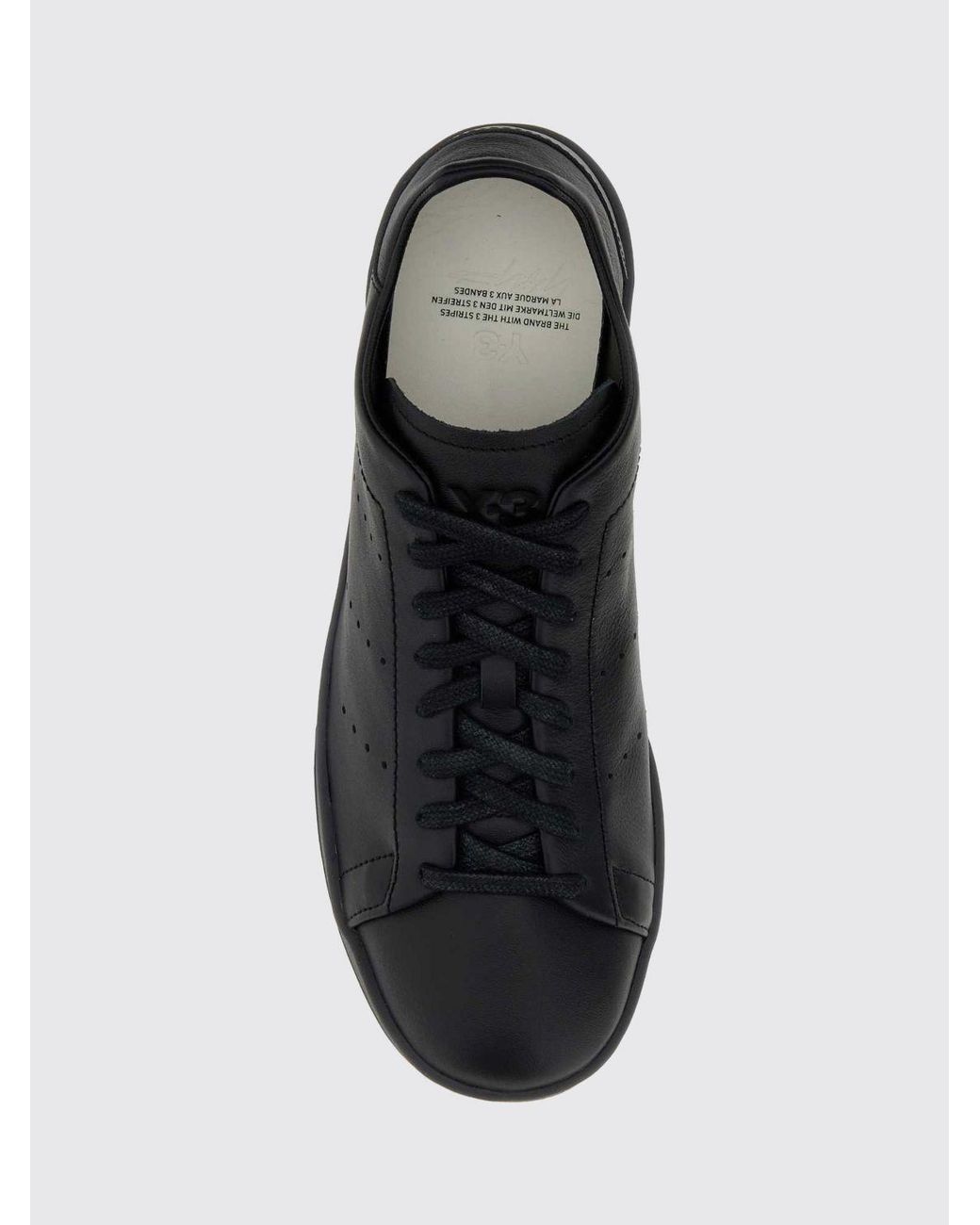 Y-3 Black Stan Smith Smooth Leather Sneakers With Printed Logo for men