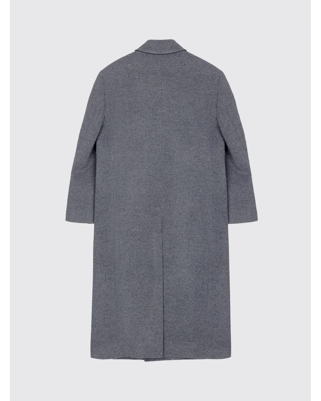 DUNST Gray Double-Breasted Wool And Cashmere Long Coat With Peak Lapels