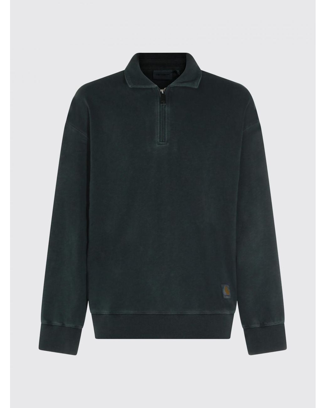 Carhartt Gray Long-Sleeved Cotton Polo Shirt With Zip Closure for men