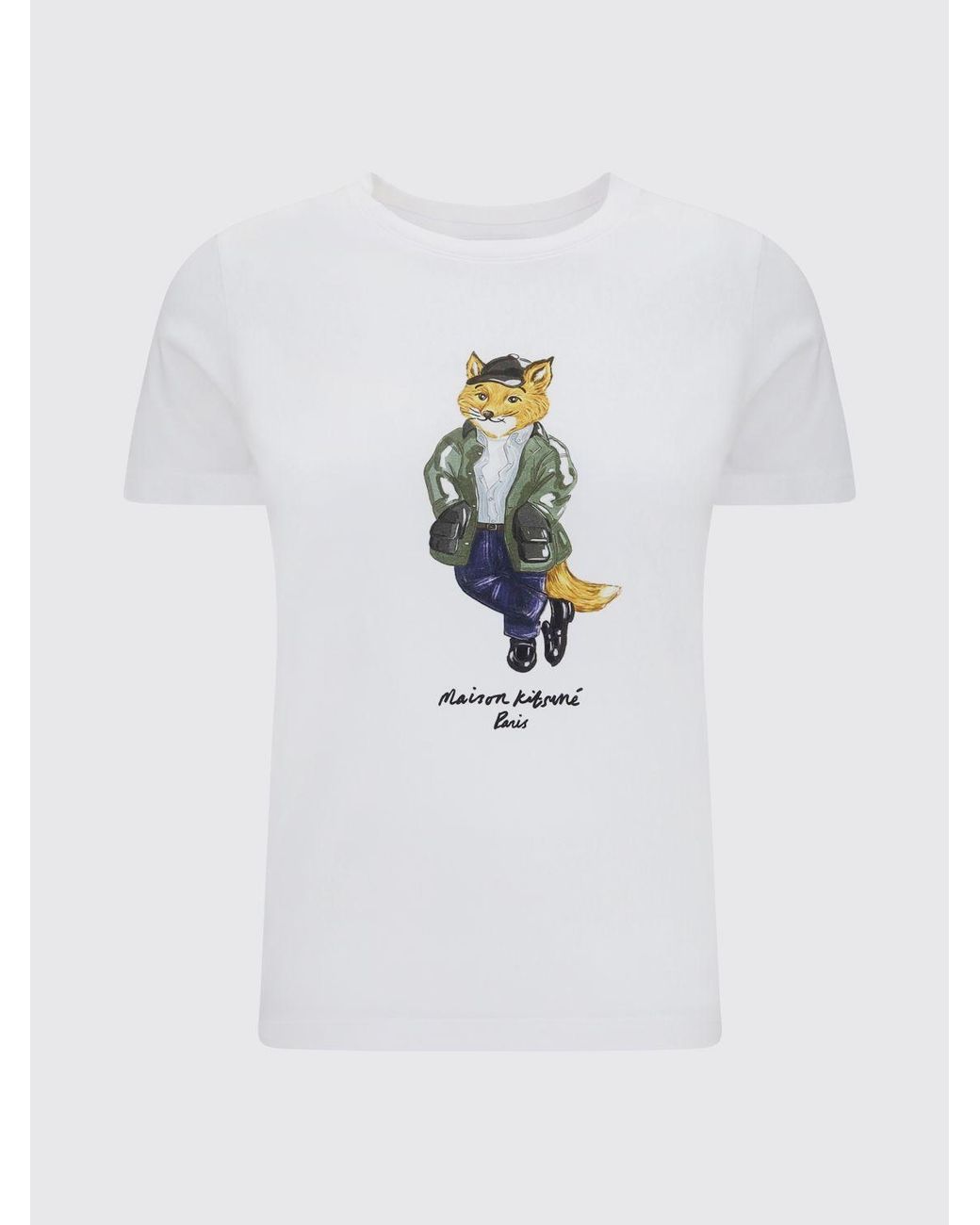 Maison Kitsuné White Maison Kitsun&Eacute Chillax Fox Logo Print Slim Fit Cotton T-Shirt
