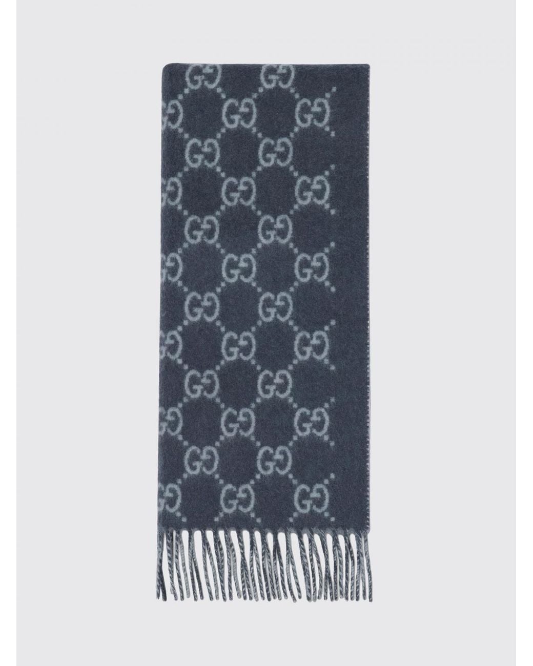 Gucci Blue Gg Logo Pure Cashmere Scarf for men
