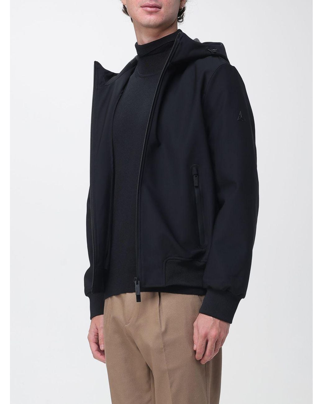 Heskimo Blue Nylon Hooded Windbreaker Jacket With Zip Closure for men
