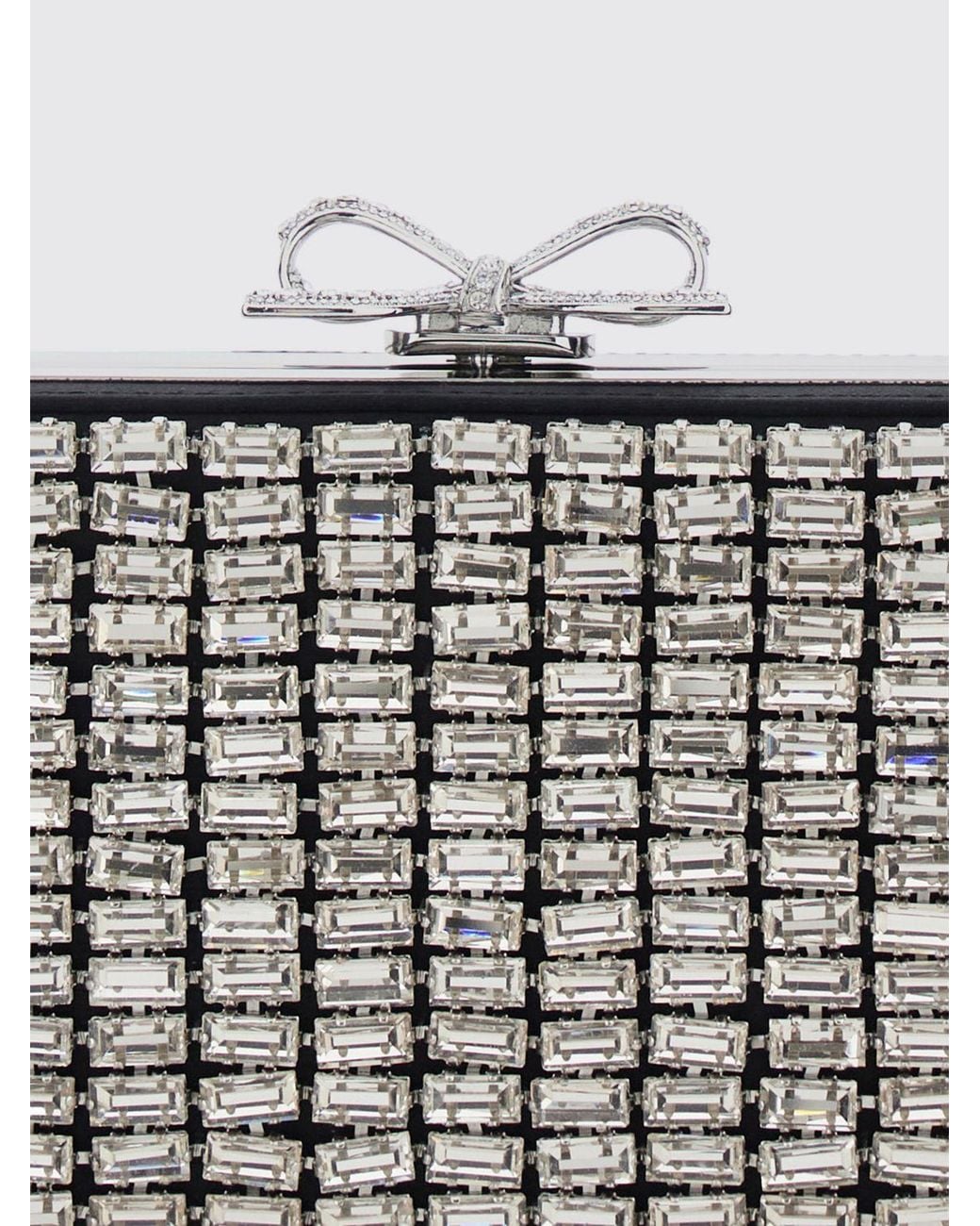 Self-Portrait White Satin Mini Handbag With Crystals And Removable Shoulder Strap