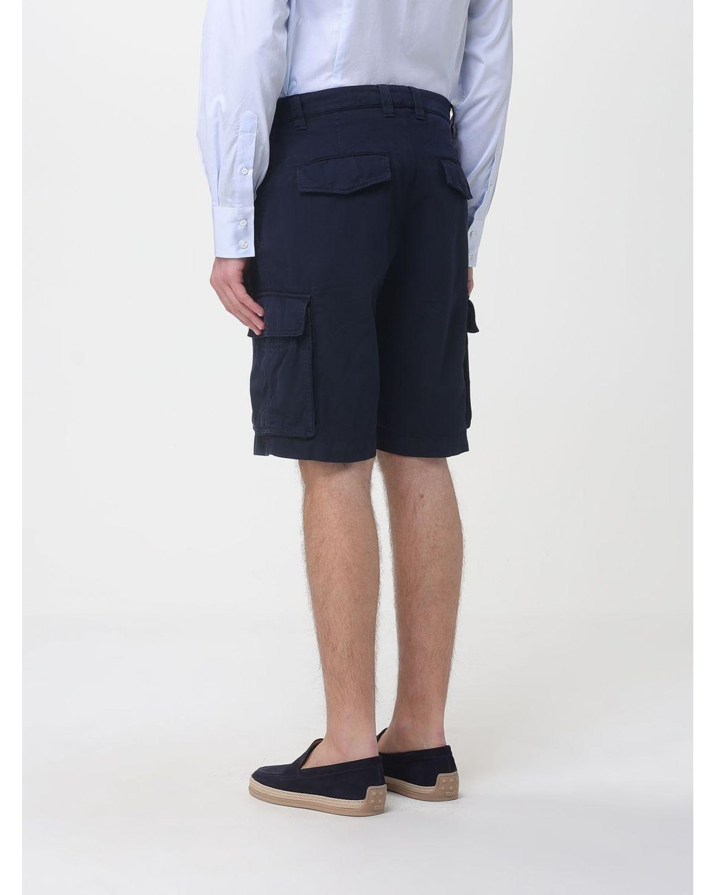 Brunello Cucinelli Blue Cotton Cargo Shorts for men