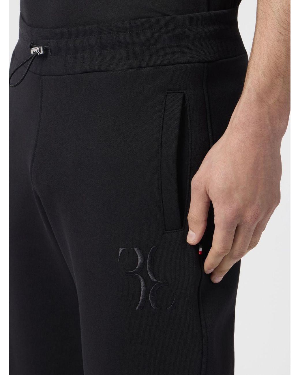 Billionaire Black Cotton Jogging Trousers With Elasticated Cuffs And Drawstring for men