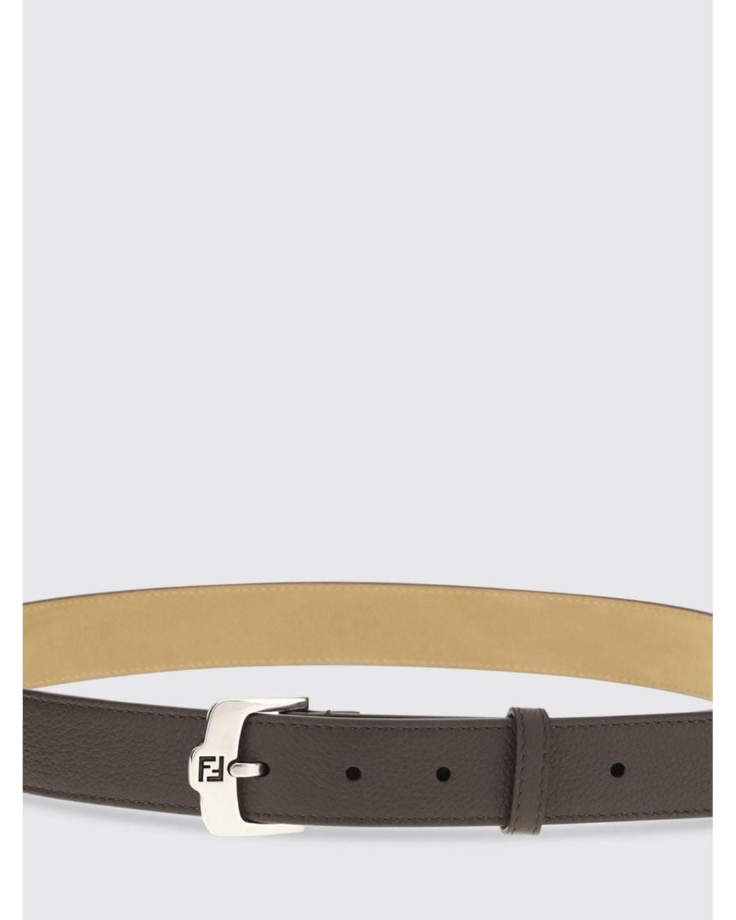 Fendi White Grained Leather Ff Belt for men
