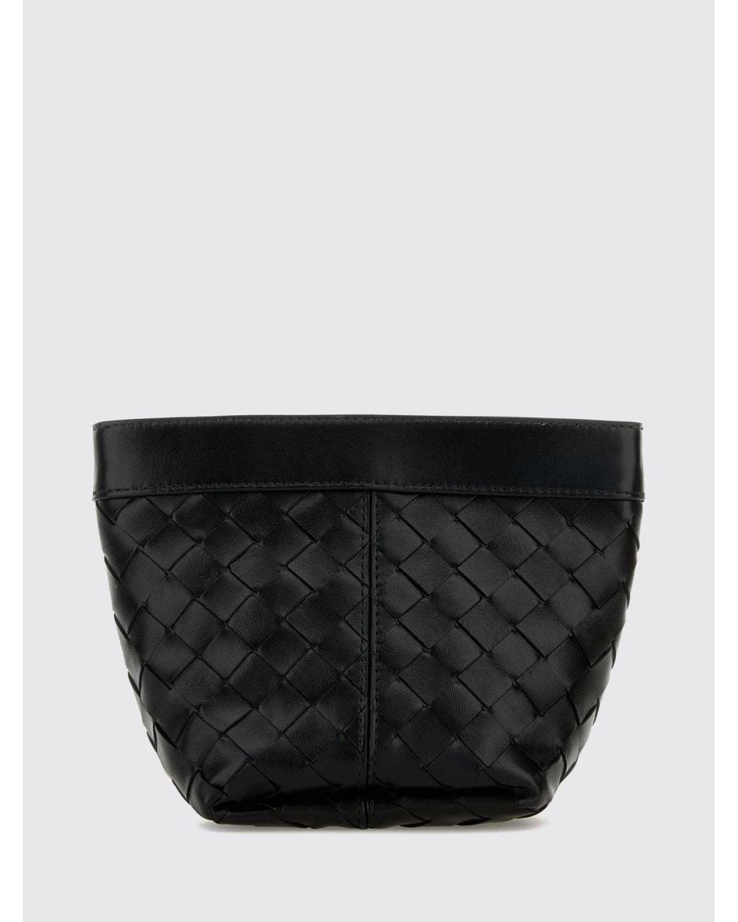 Bottega Veneta Black Flap Intrecciato Calfskin Mini Bag With Zip Closure