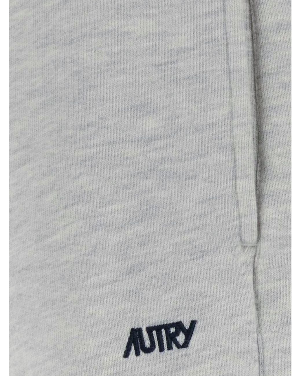 Autry Gray Cotton-Blend Jogging Trousers With Elasticated Drawstring Waist
