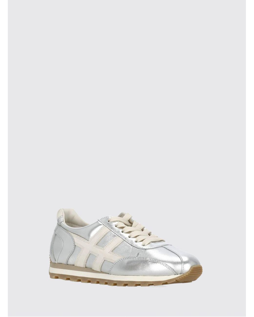Hogan White H701 Laminated Leather Sneakers