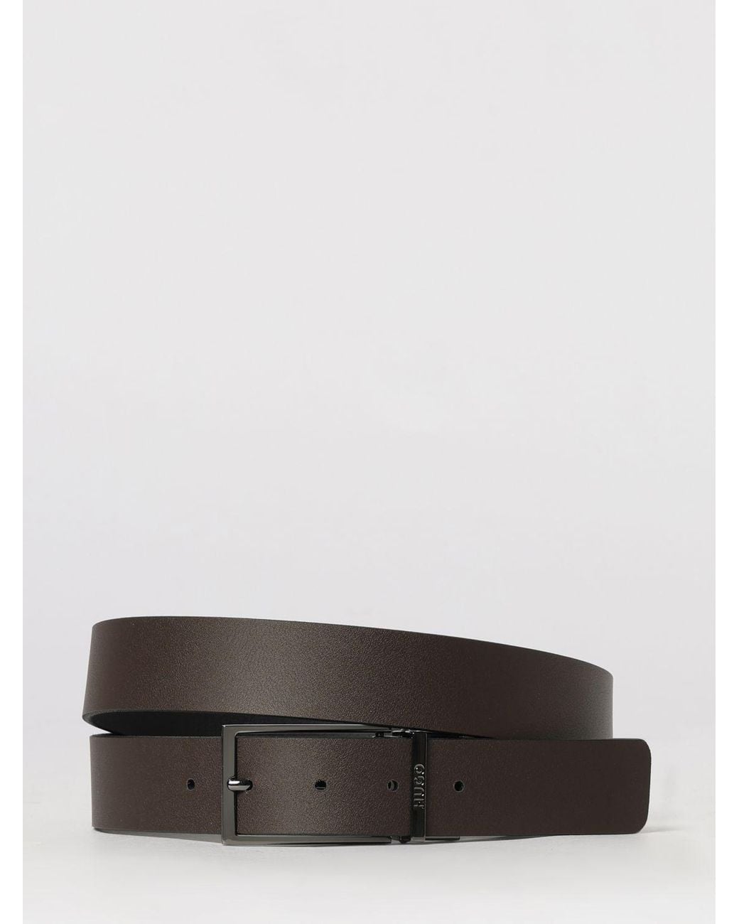 HUGO Black Reversible Leather Belt for men
