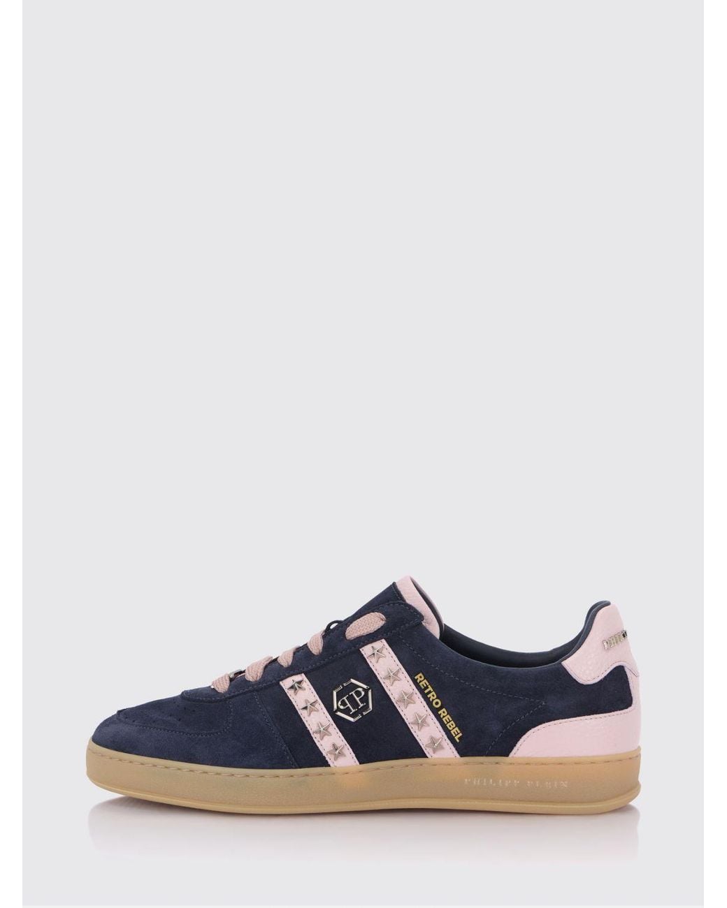 Philipp Plein Blue Retro Rebel Suede Sneakers With Applied Stars for men