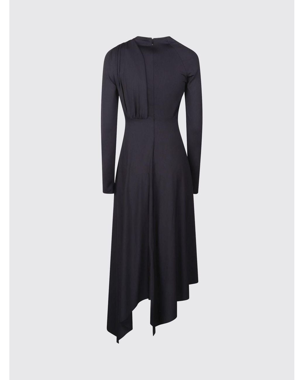 Victoria Beckham Blue Asymmetrical Draped-Jersey Long-Sleeved Midi Dress