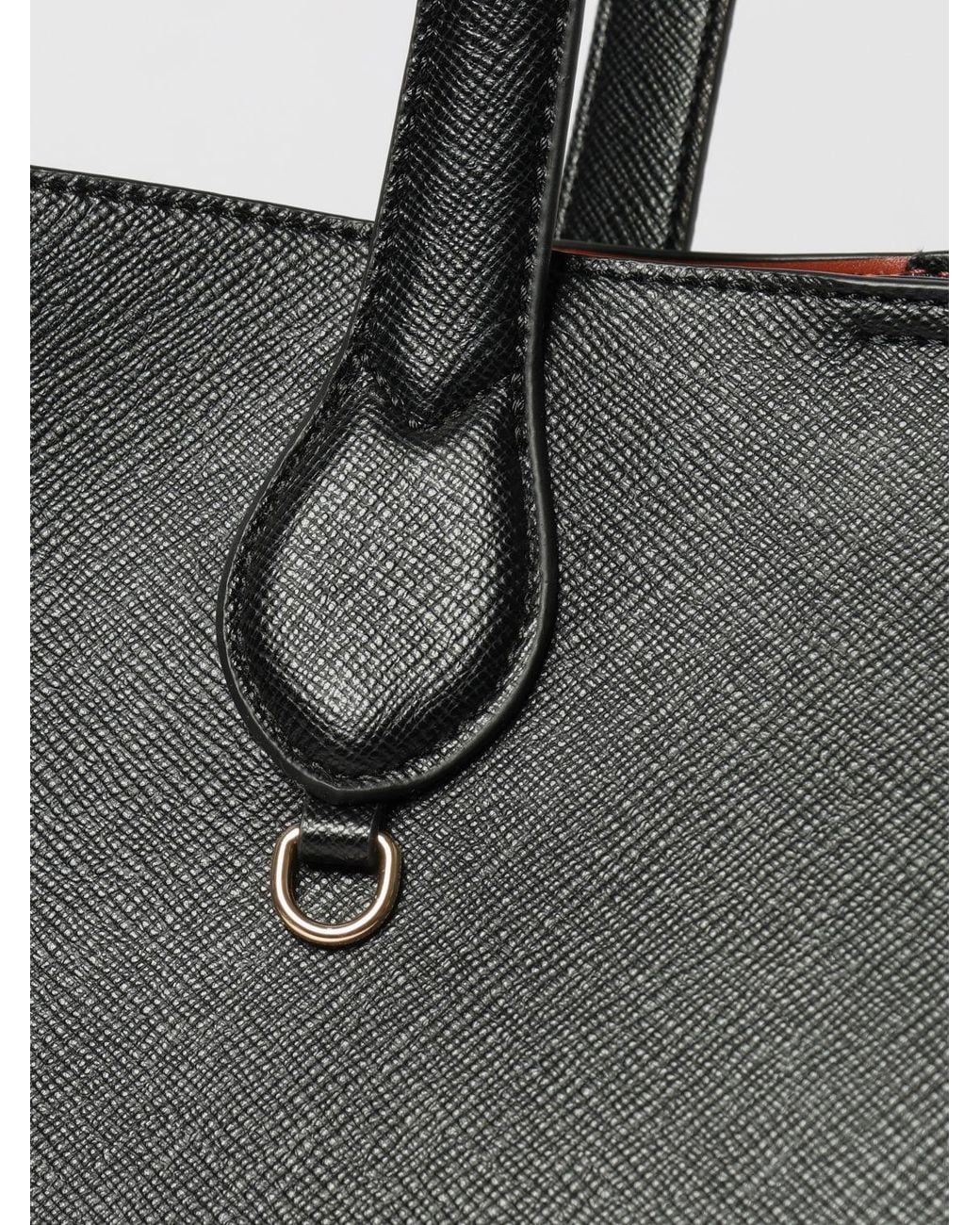 Twinset Black Saffiano Synthetic Leather Tote Bag With Double Handle