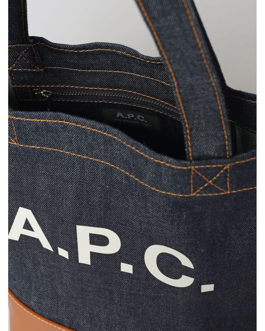 A.P.C. Blue Alex Tote Denim And Leather Shoulder Bag