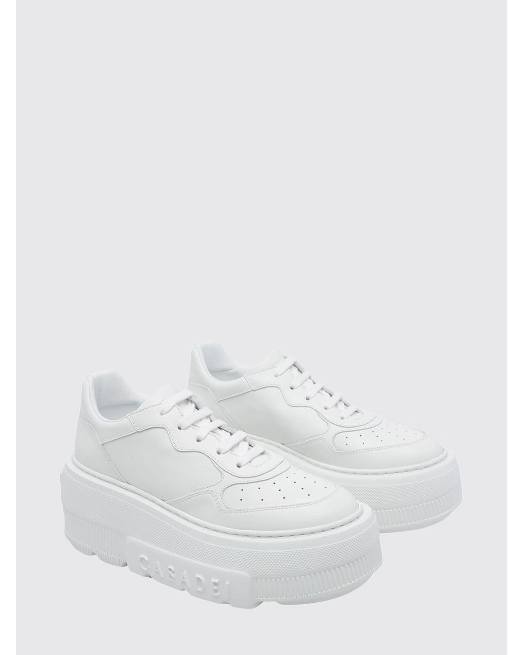 Casadei White Leather Platform Sneakers