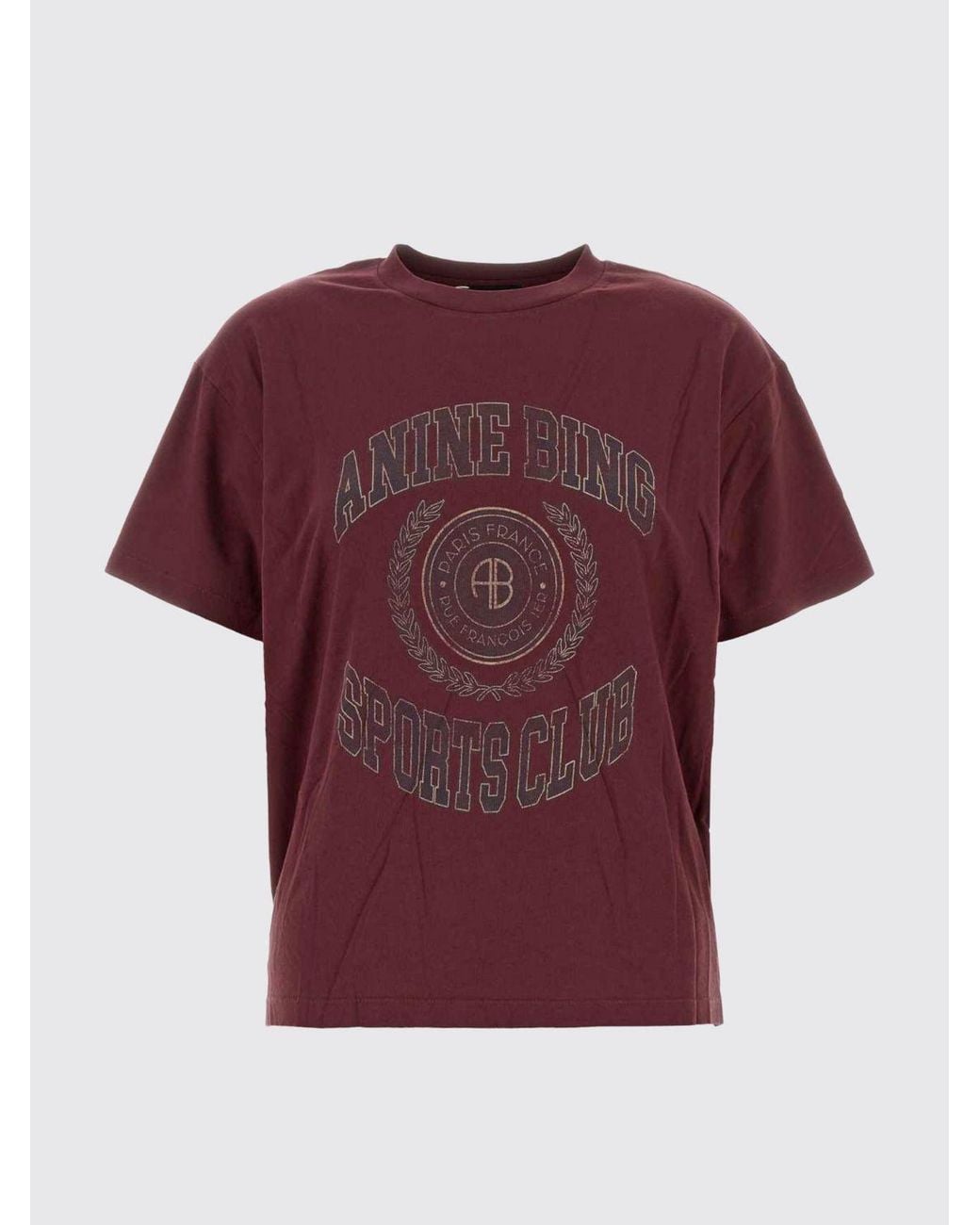 Anine Bing Red Oversize Cotton T-Shirt With Contrasting Logo And Dropped Shoulders