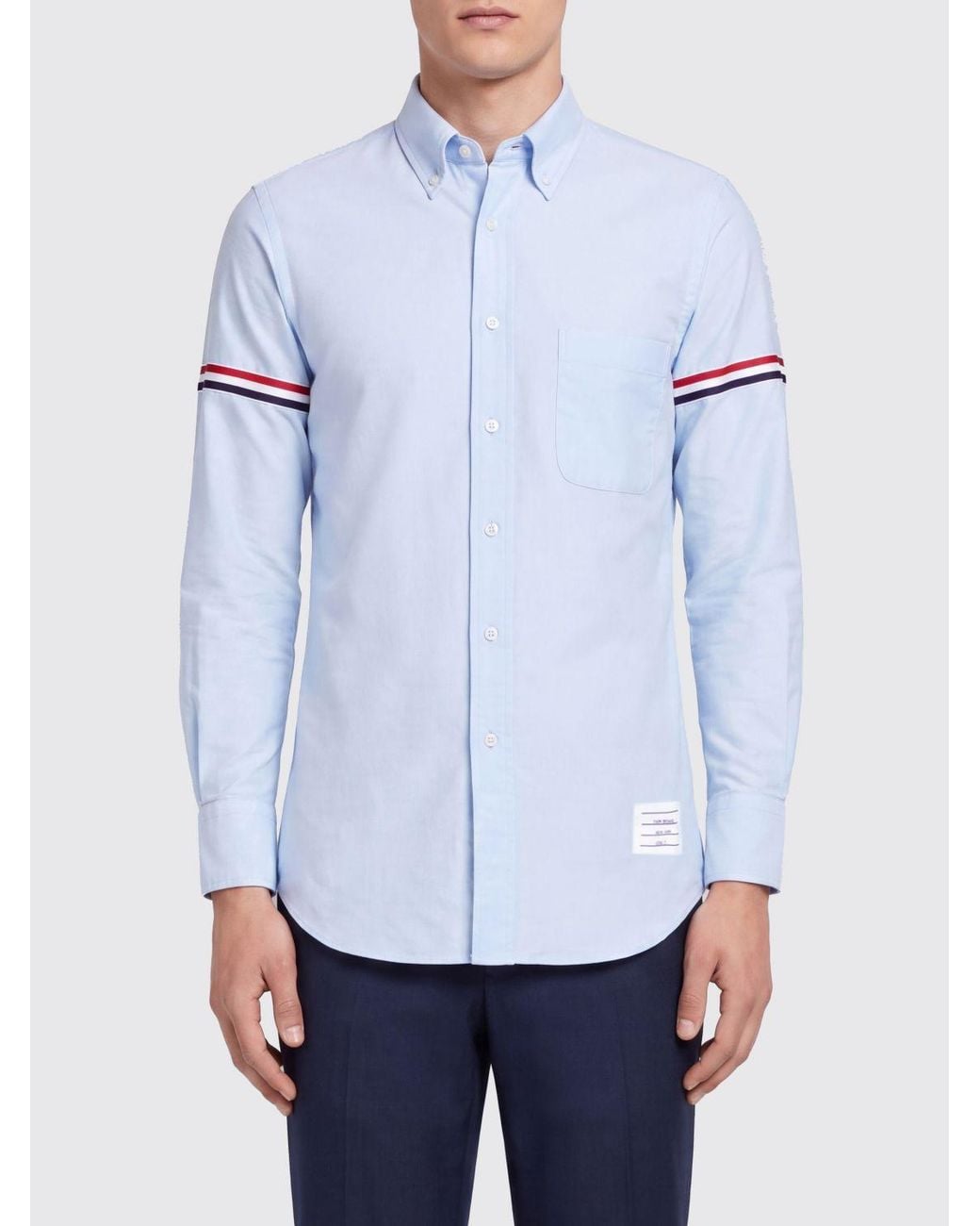 Thom Browne Blue Long-Sleeved Cotton Button-Down Shirt for men