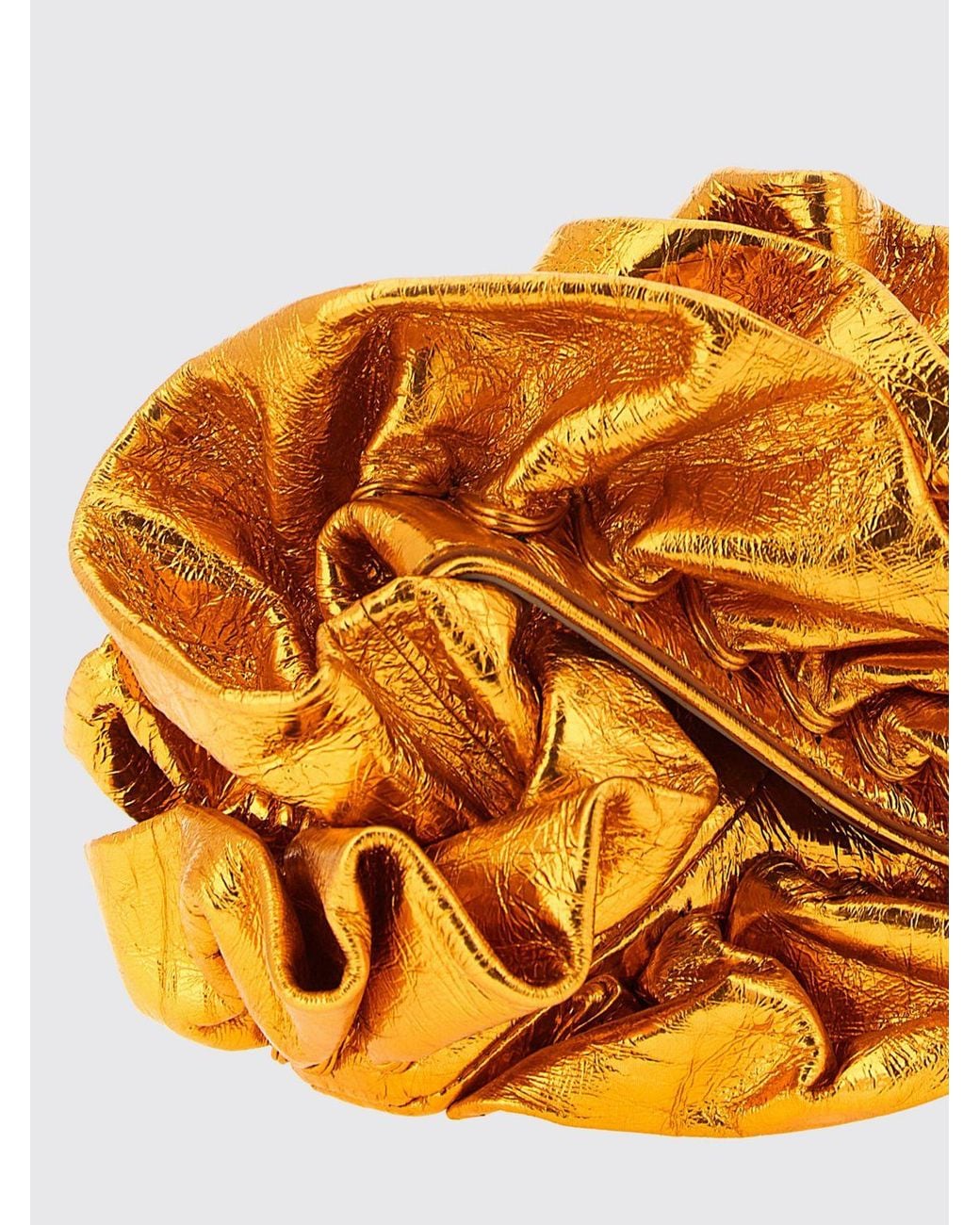 Dries Van Noten Orange Draped Leather Clutch