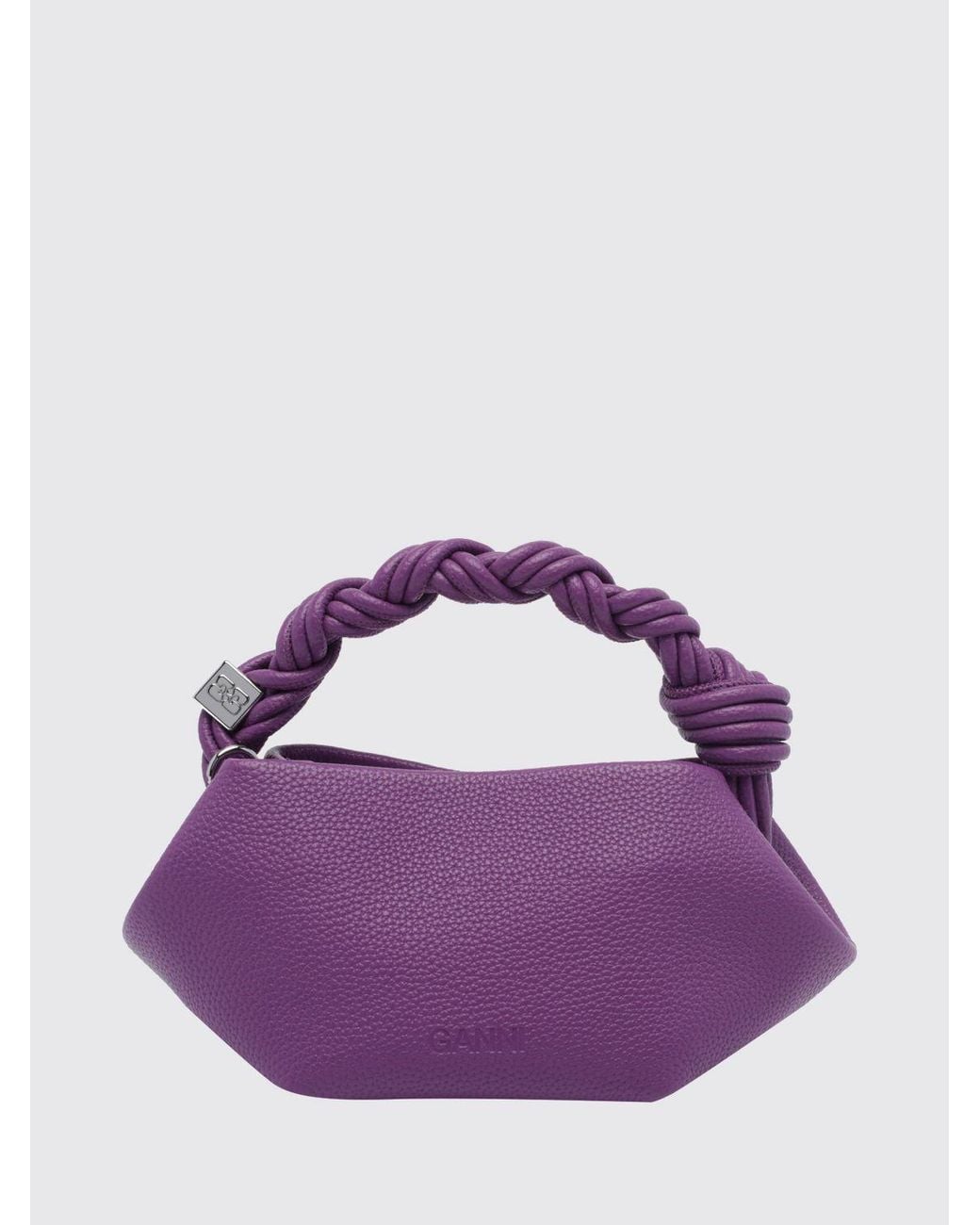Ganni Purple Small Bou Handbag With Braided Handle And Butterfly Logo