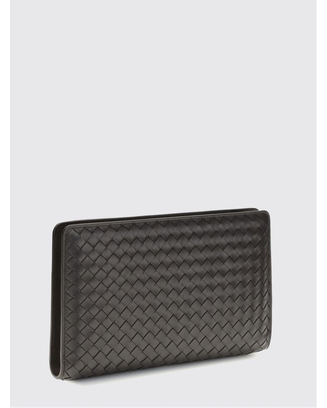 Bottega Veneta Gray Agenda Intrecciato Leather Clutch