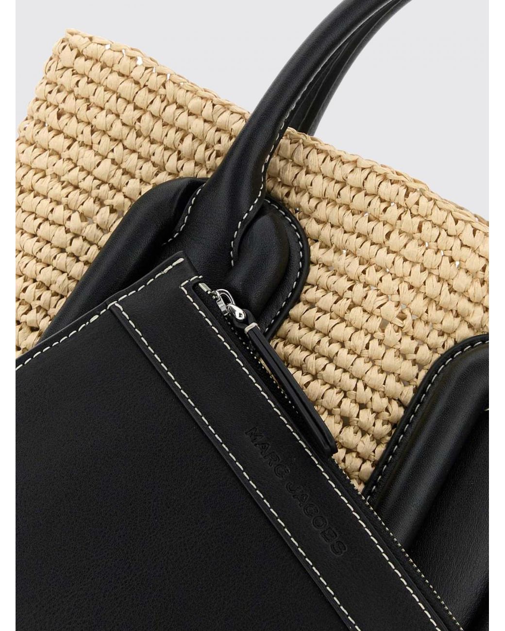 Marc Jacobs Black Babe Tote Small Raffia Bag With Removable Pouch