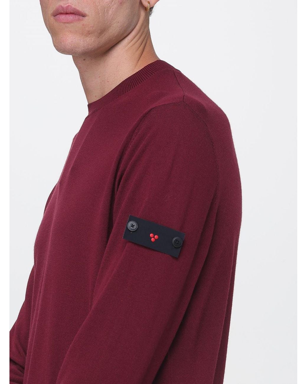 Peuterey Red Pure Wool Crew-Neck Jumper With Logo Patch On The Sleeve for men