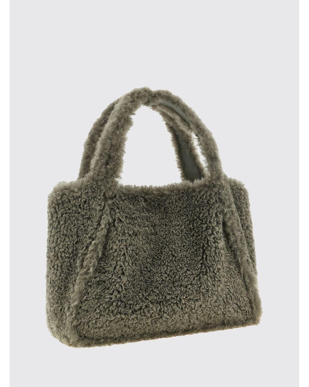 Stella McCartney Green Shearling Shoulder Bag With Removable Pouch