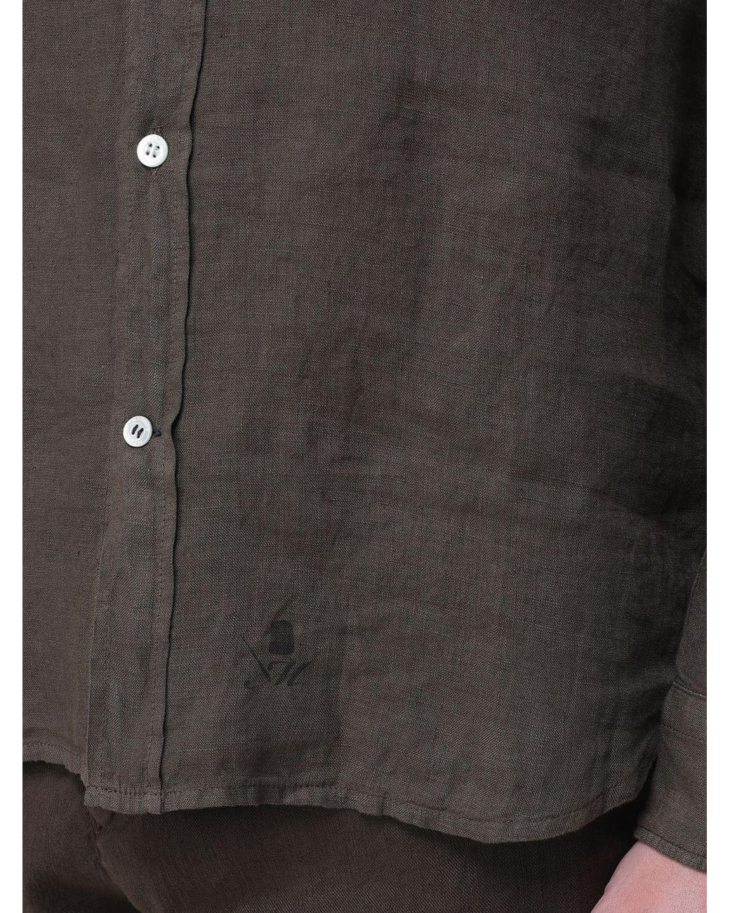 Mason's Gray Basic Linen Shirt for men