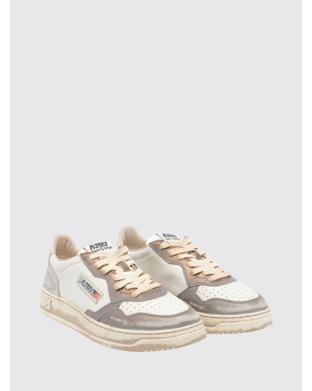 Autry Natural Medalist Low Super Vintage Calfskin Sneakers With Worn Effect for men