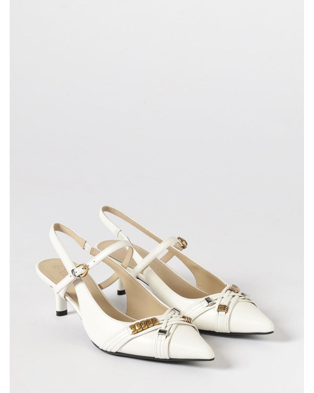 Pinko White Gloria 18 Slingback Pumps