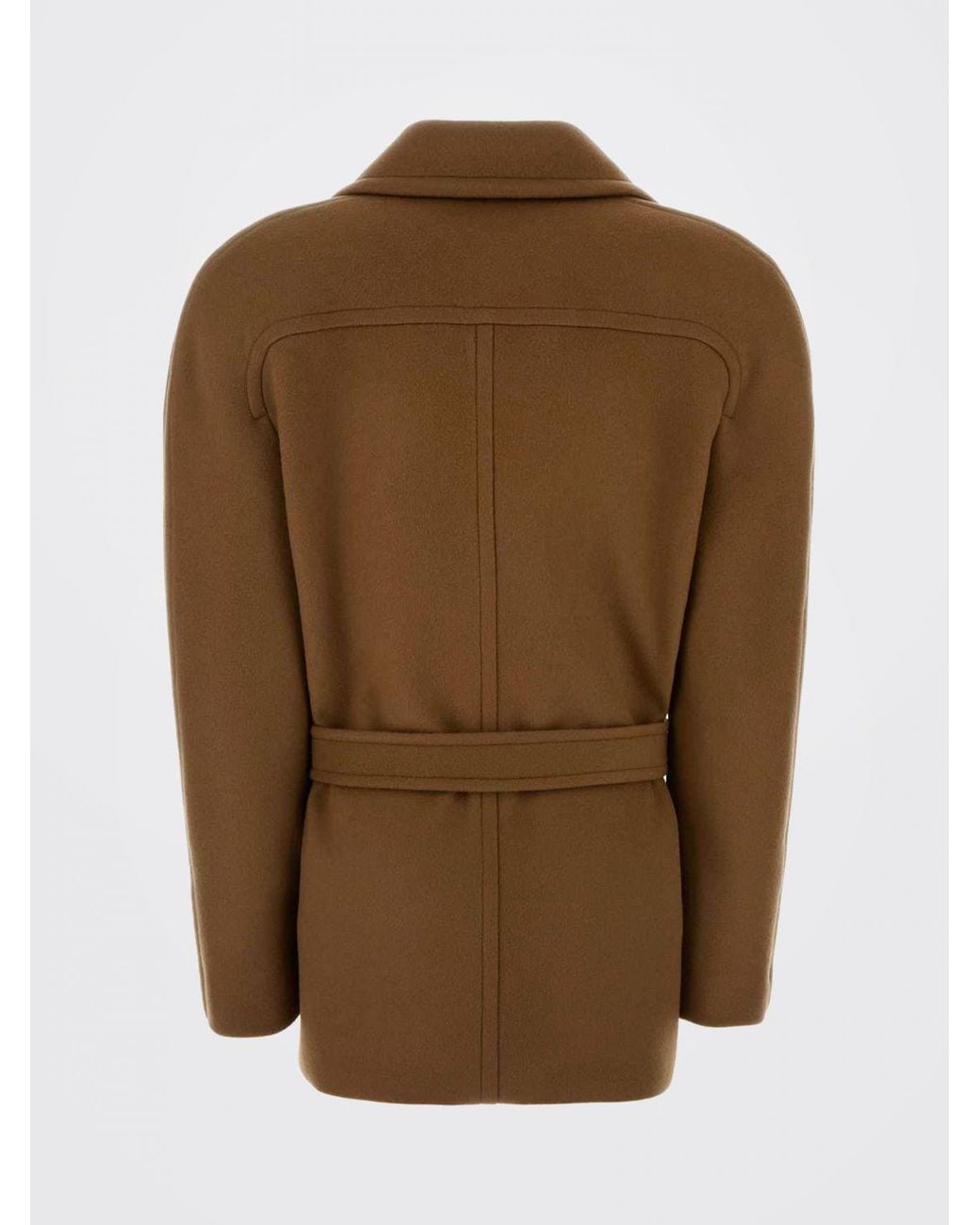Stella McCartney Brown Double-Breasted Wool Coat