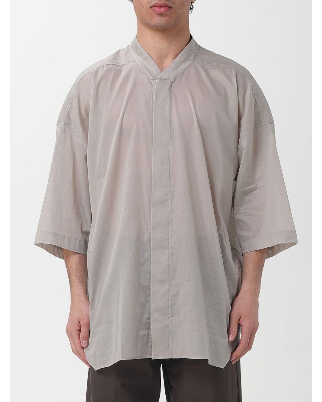 Rick Owens Gray Jumbo Faun Cotton Shirt for men