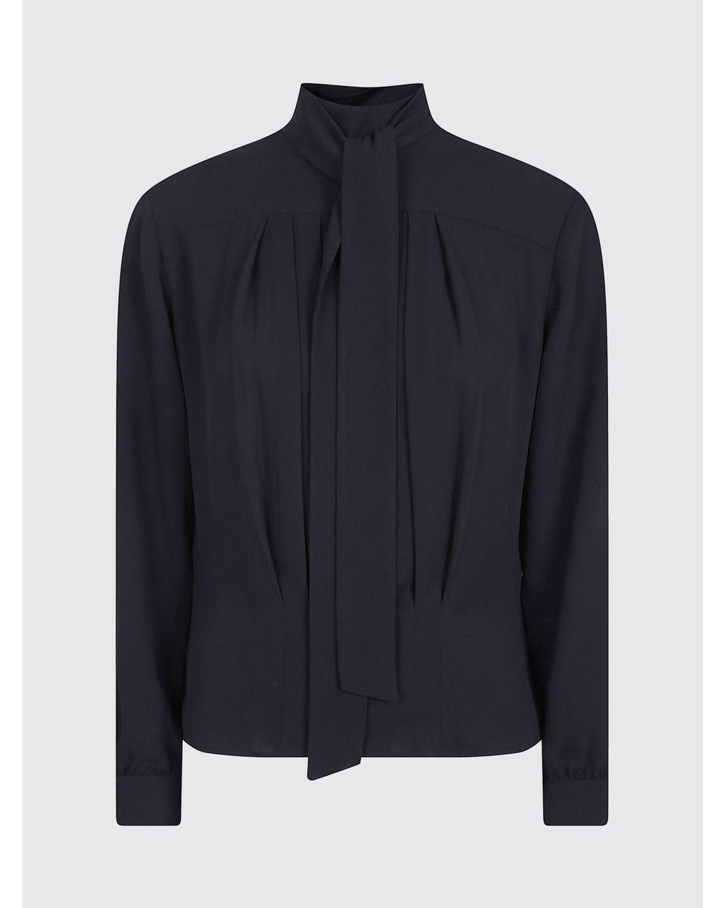 N°21 Blue Elegant Silk-Blend Blouse With Pussy-Bow Collar And Long Sleeves