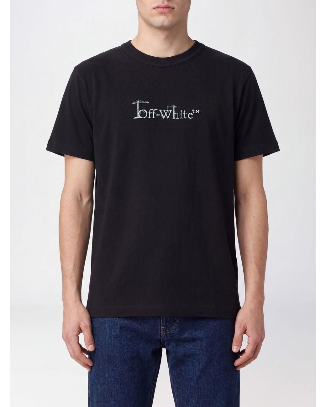 Off-White c/o Virgil Abloh Black Cotton T-Shirt With Graphic Print And Arrow Logo for men