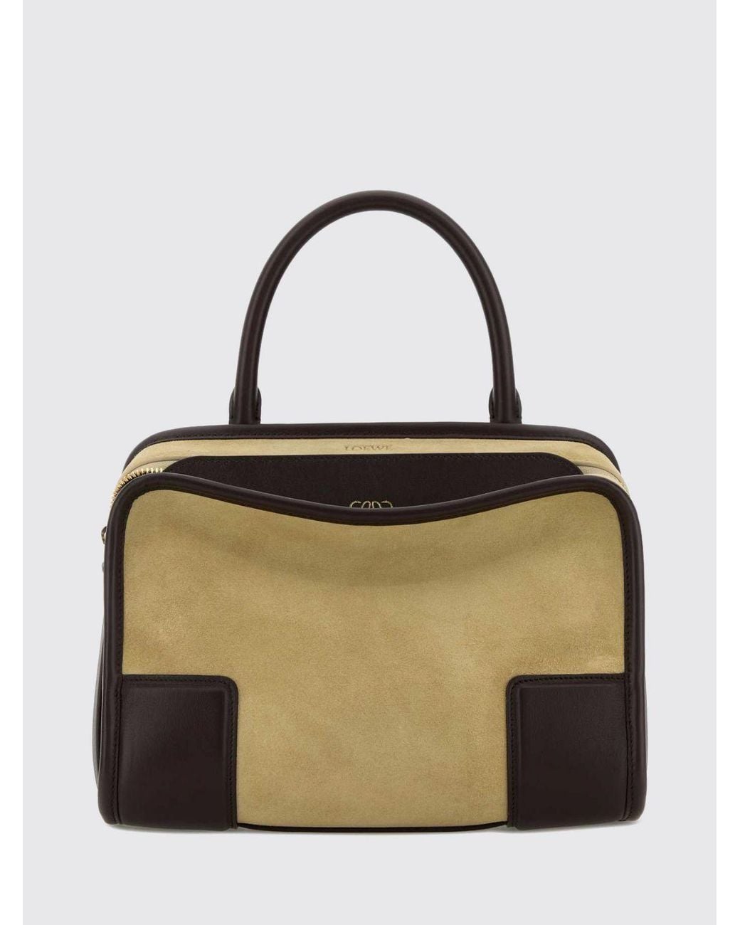 Loewe Metallic Amazona 180 Small Suede Handbag With Monogram Logo