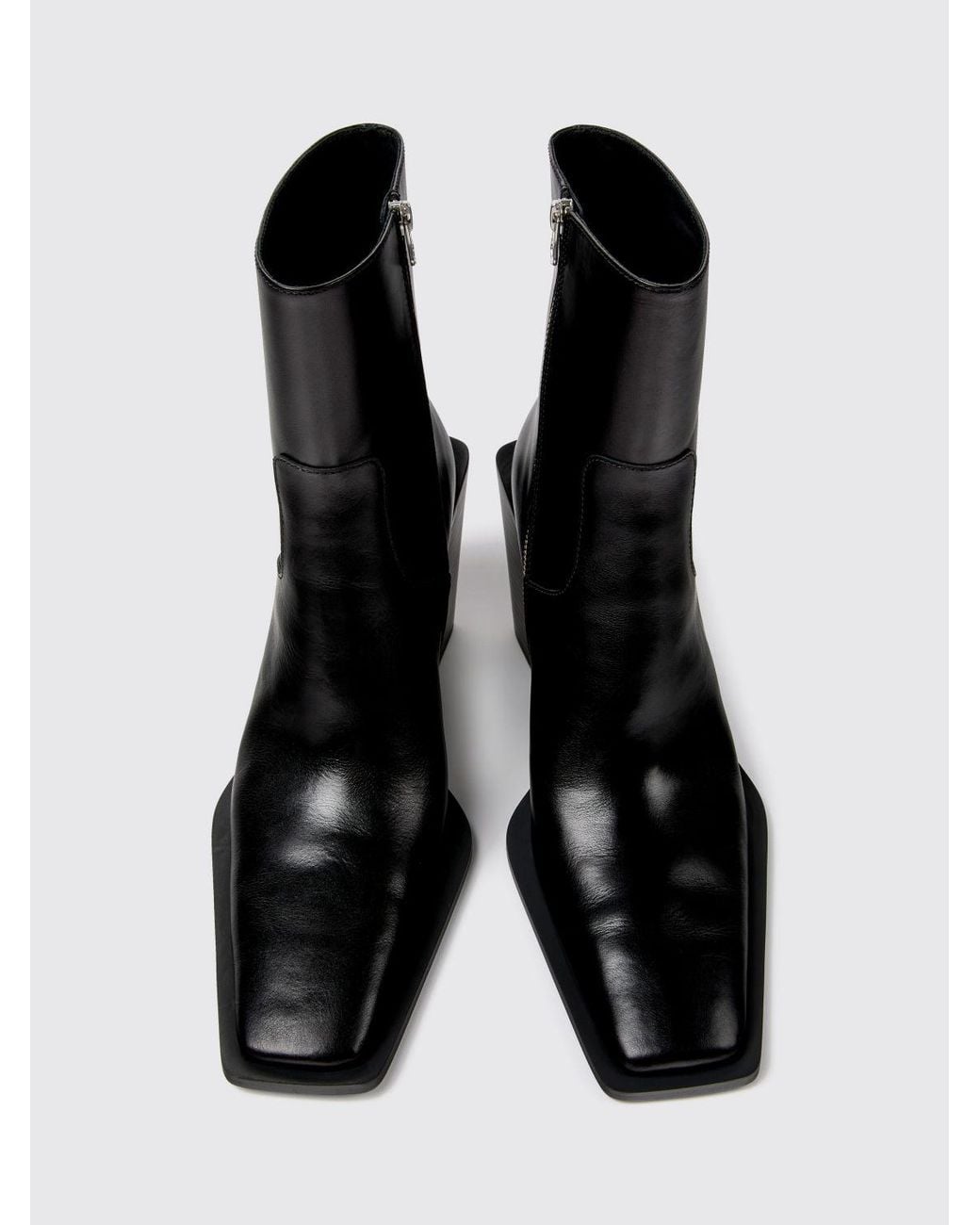 CAMPERLAB Black Escandalo Smooth Leather Western Boots With Flared Heel