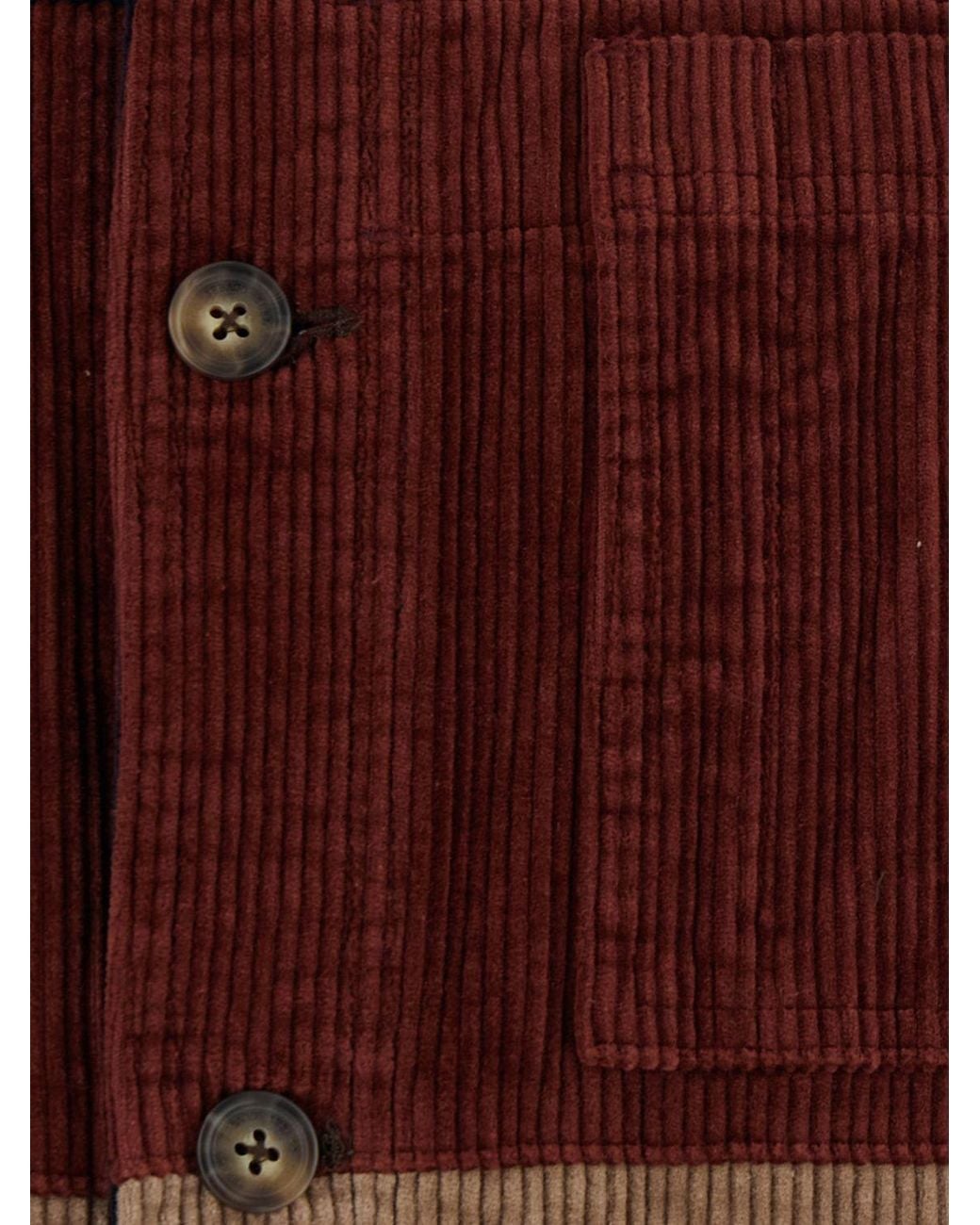 Sebago Red Striped Velvet Shirt Jacket With Classic Collar for men