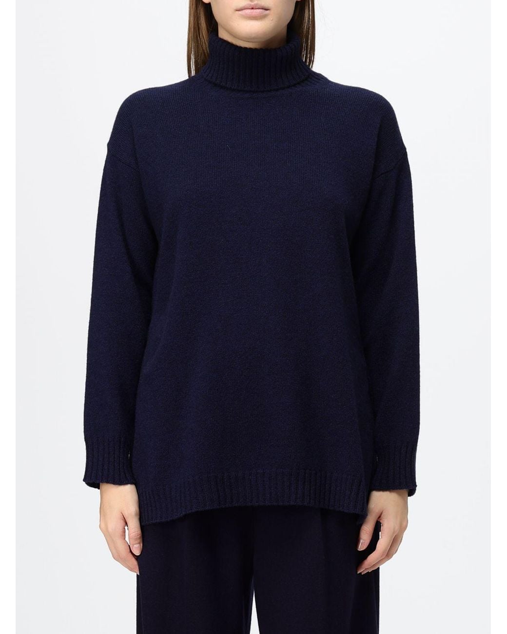 Kangra Blue Wool Turtleneck With Long Sleeves And Ribbed Trims